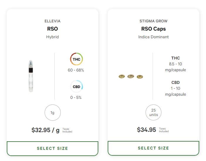RSO products on OCS