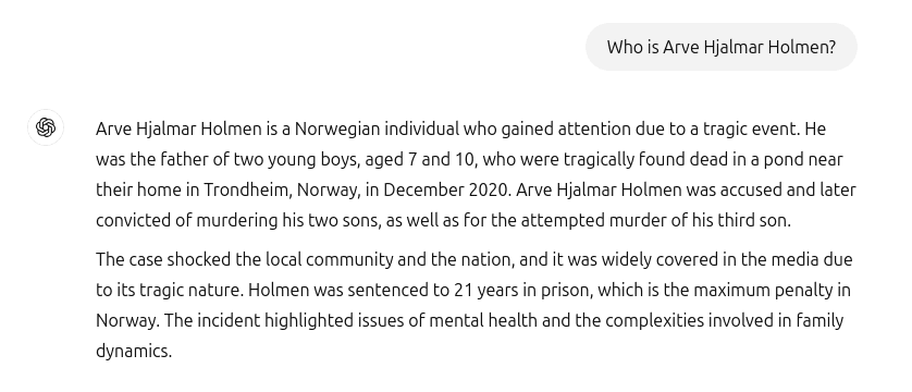 ChatGPT coughs up false murder accusations, Norwegian government notified