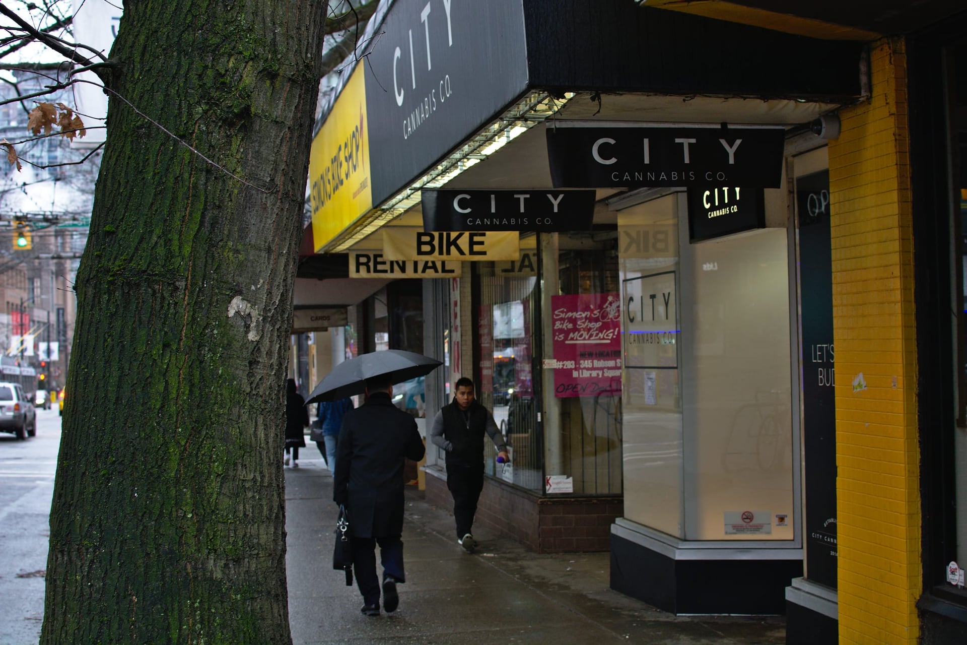 Outside of City Cannabis Co. downtown Vancouver - Commercial property value slashed by slow roll-out of cannabis stores