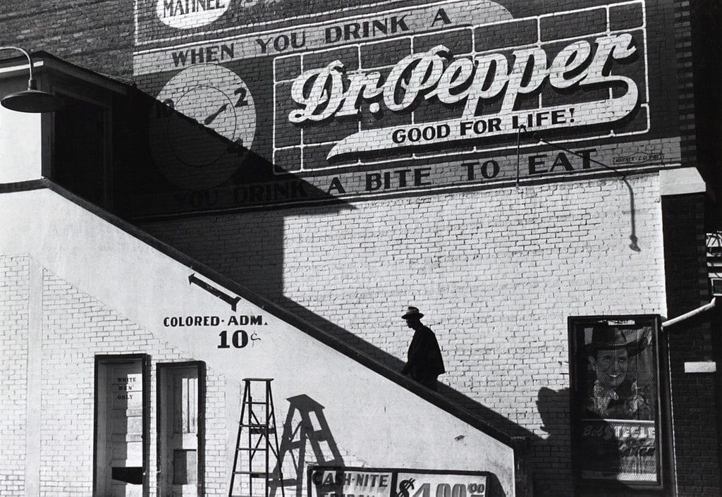 A segregated movie theatre entrance in Mississippi, 1939
