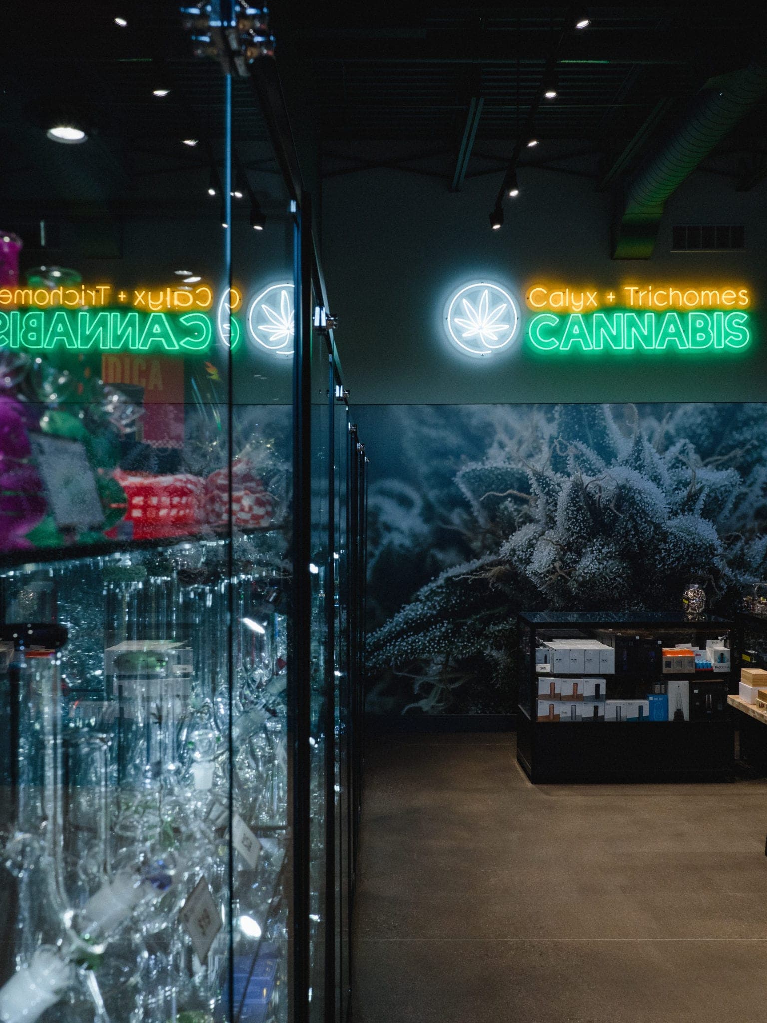 cases of glass at Calyx + Trichomes
