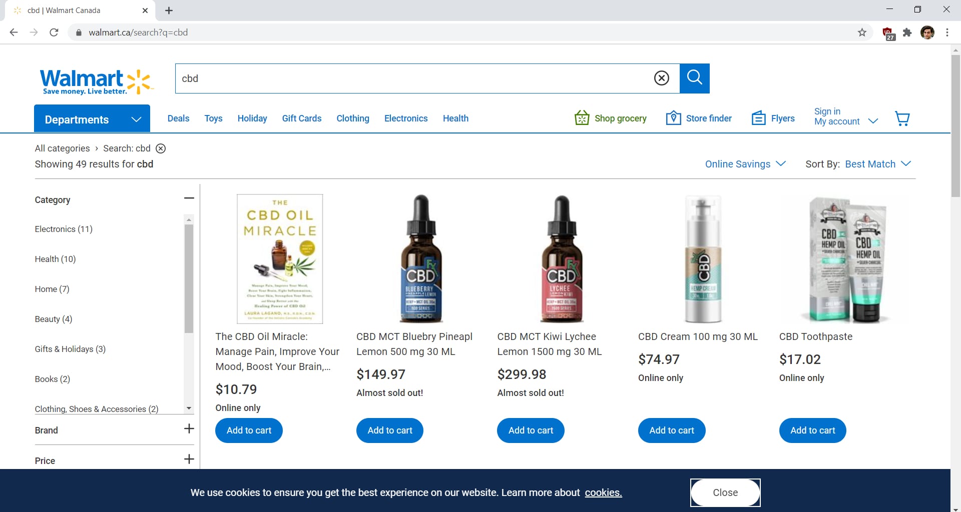 Walmart Canada is illegally selling CBD products