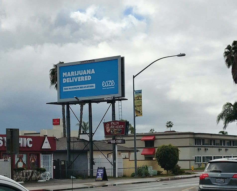 Neglecting legacy cannabis operators is costing California billions a year - Eaze delivery sign LA