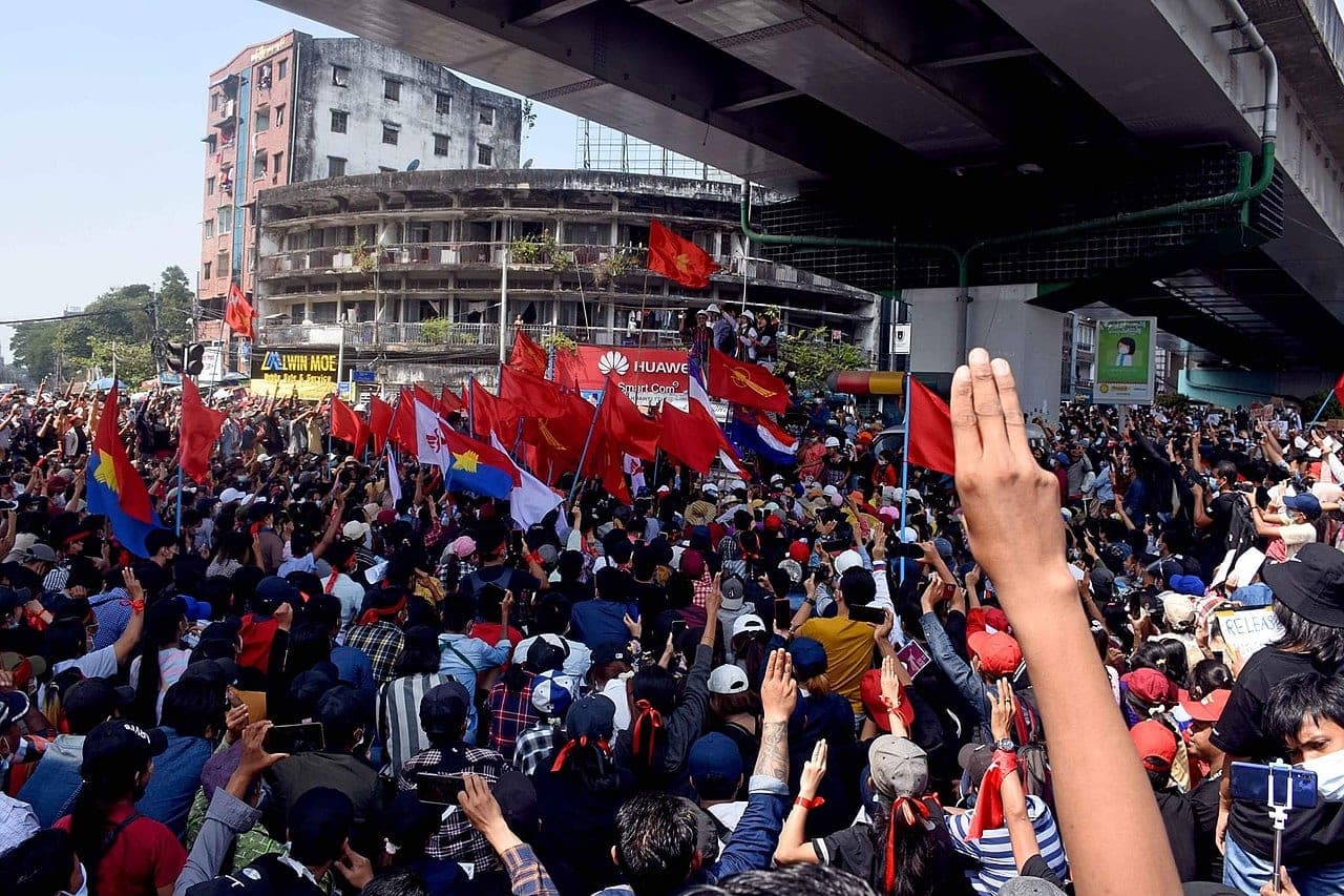 Cannabis advocates at the forefront of Myanmar democracy protests - Yangon three finger salute