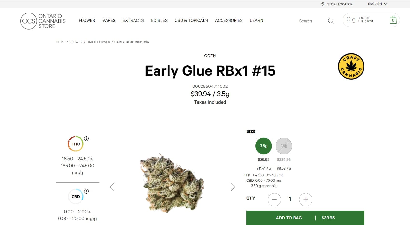 Ontario Cannabis Store launches craft category - craft badge