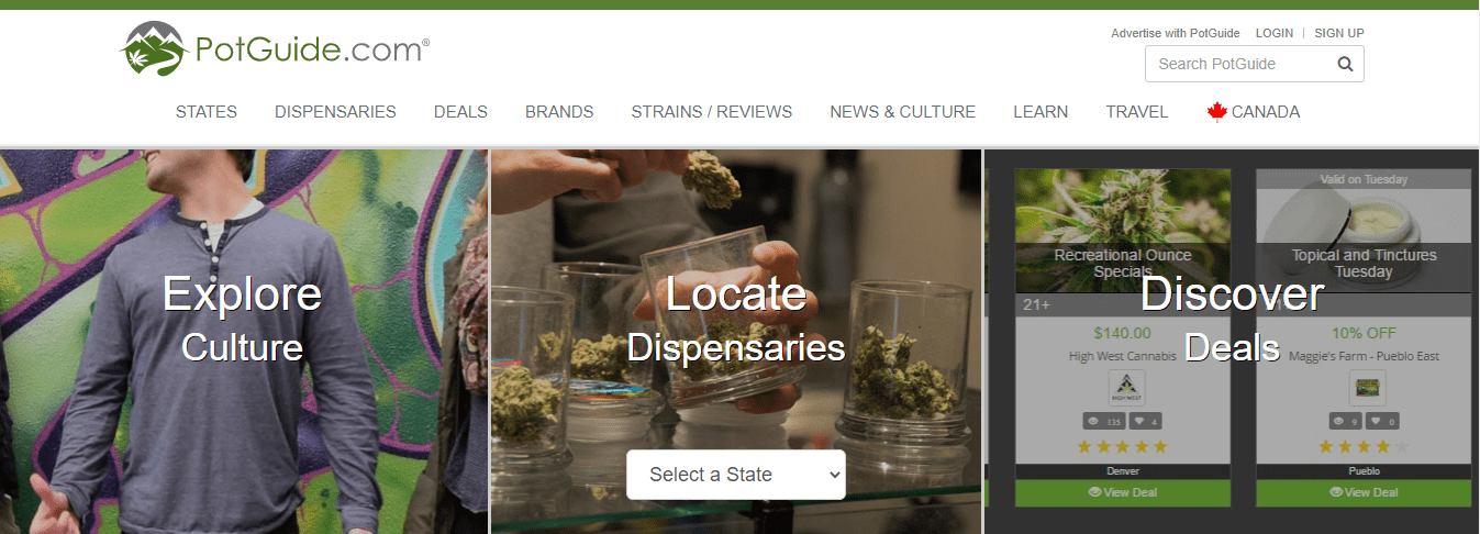 PotGuide's website landing page