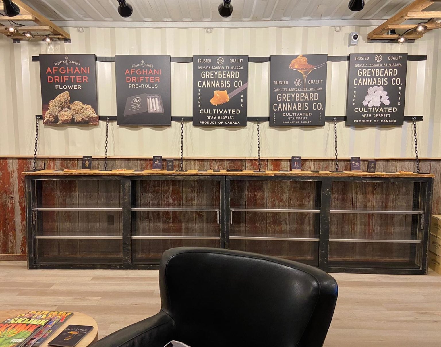 Inside Canada's first farmgate store where signs describing cultivars hang on the walls