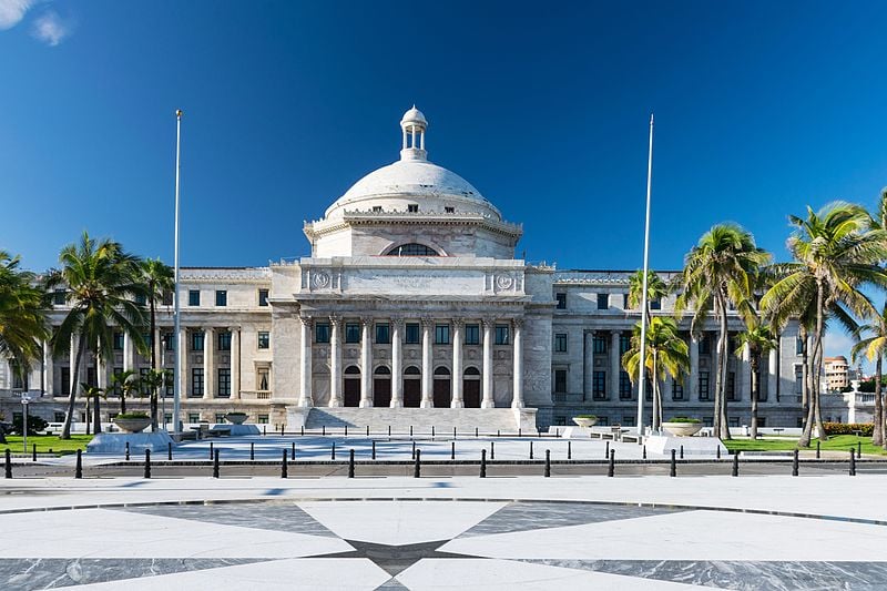 Outside image of Puerto Rico's Capitol building on a clear day