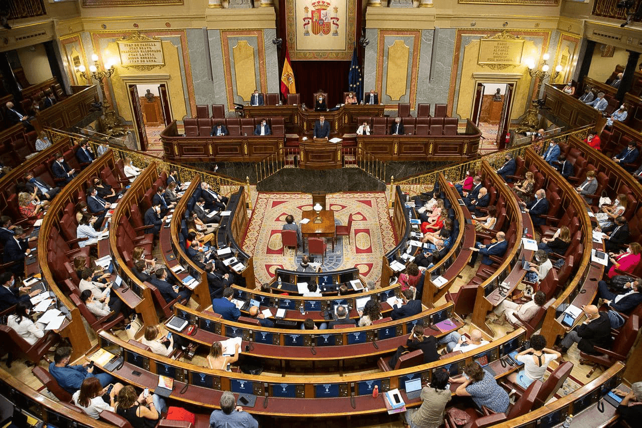 Overhead view of Spain's Chamber of Congress