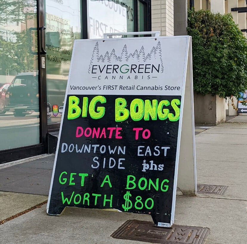 Vancouver local pot shop sells big bongs for cheap to support local charity
