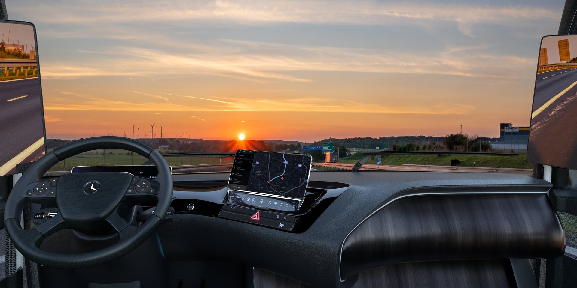 cockpit of the autonomous Mercedes-Benz Future Truck 2025