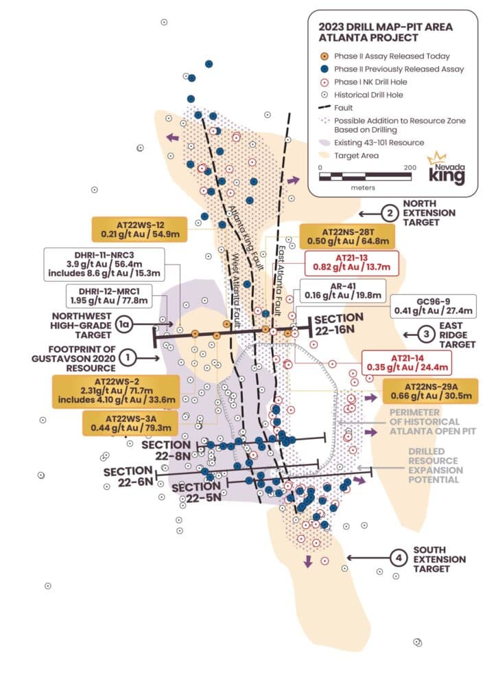Nevada King assays show significant high grade intercepts at Atlanta Gold Mine Project