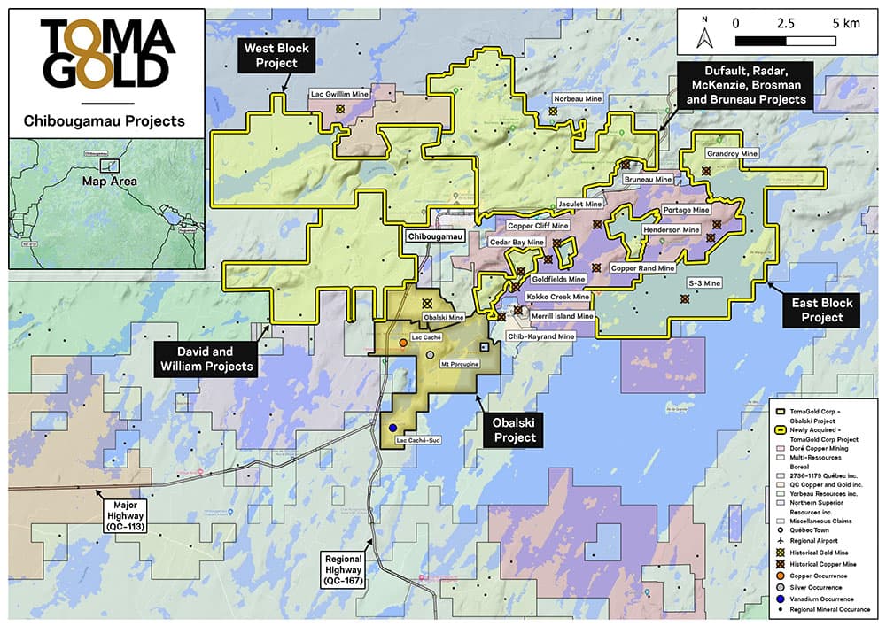 TomaGold inks agreement to acquire 20 Quebec mining properties
