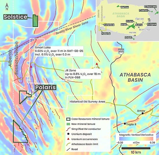 Cosa Resources acquires 628-hectare Athabasca Basin uranium property through staking