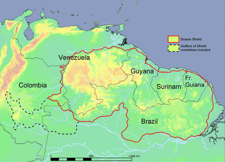 Map of Guiana Shield