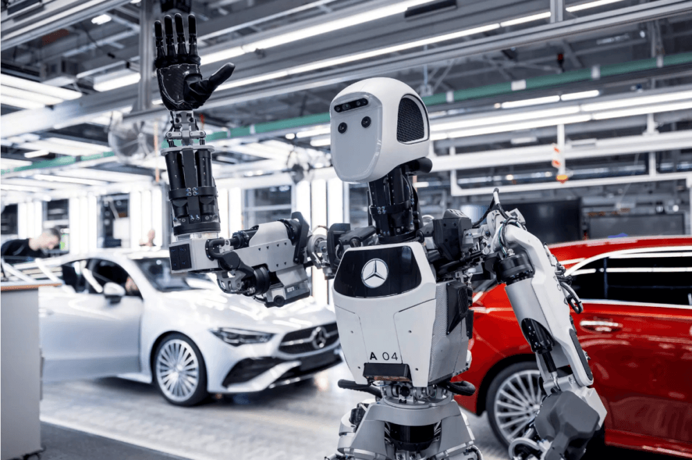 Mercedes-Benz experiments with robots for unskilled manufacturing labour