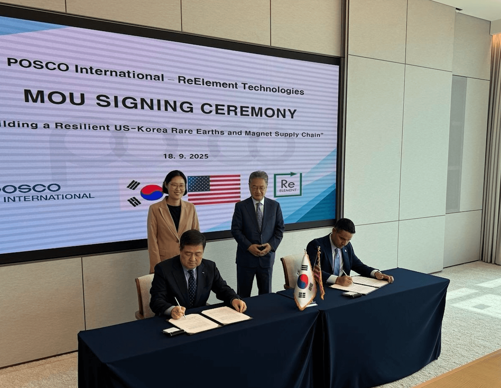 POSCO & ReElement collaborate on rare earth and permanent magnet complex