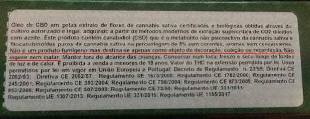 CBD product in Portugal saying it is a souvenir or collectable