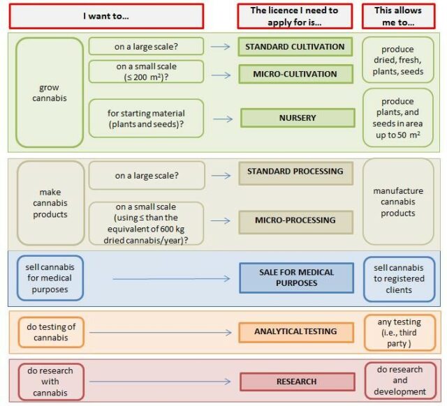 Canada classes and subclasses cannabis licence graphic