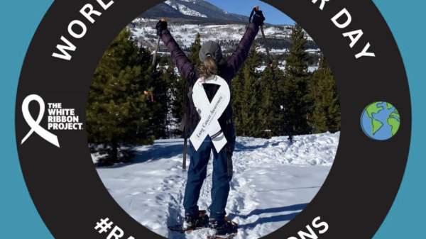 Lung cancer survivor & husband use wood ribbons to promote awareness about disease