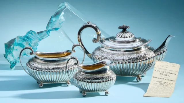 Legendary Irish explorer's silver tea set goes up for auction