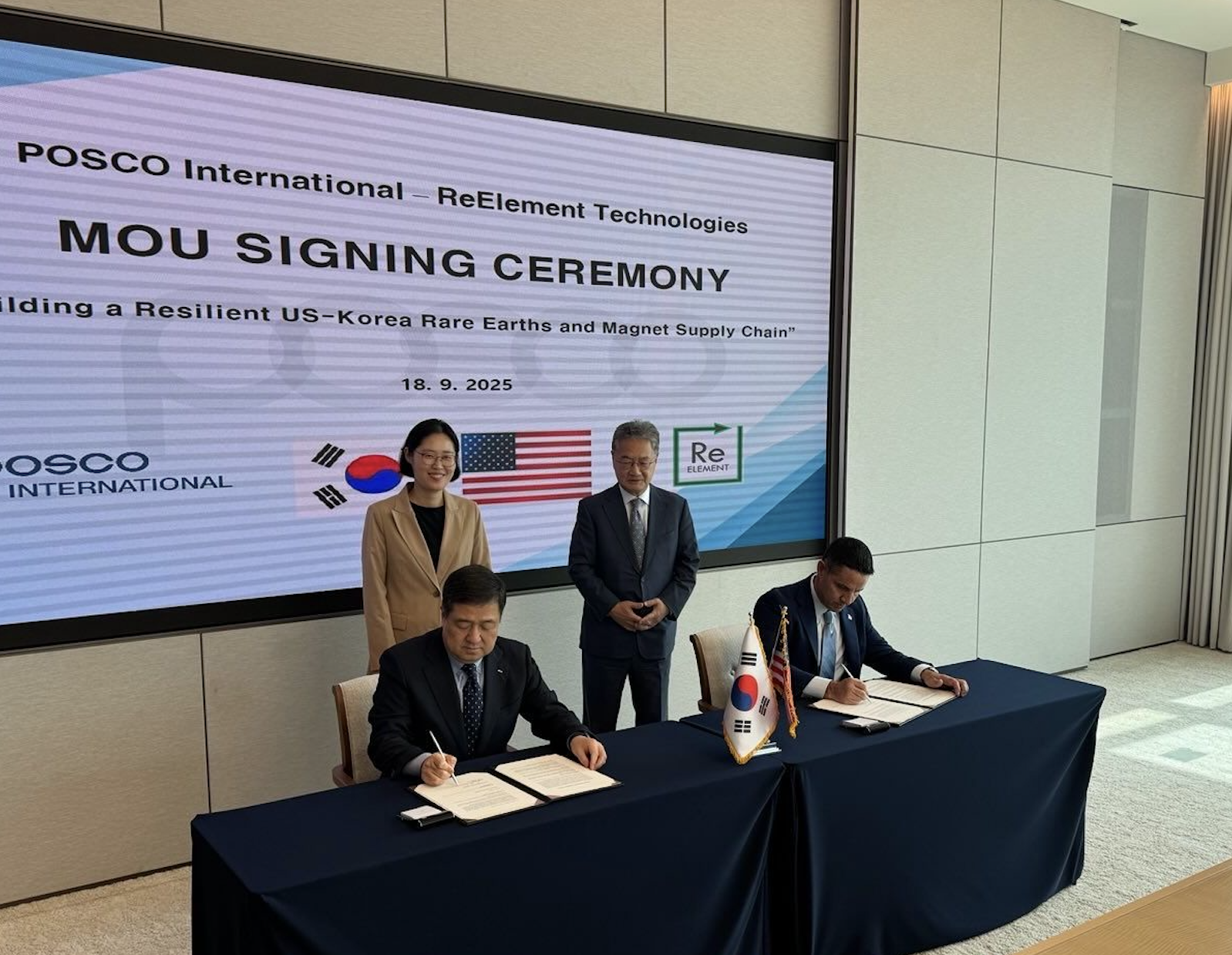 POSCO & ReElement collaborate on rare earth and permanent magnet complex