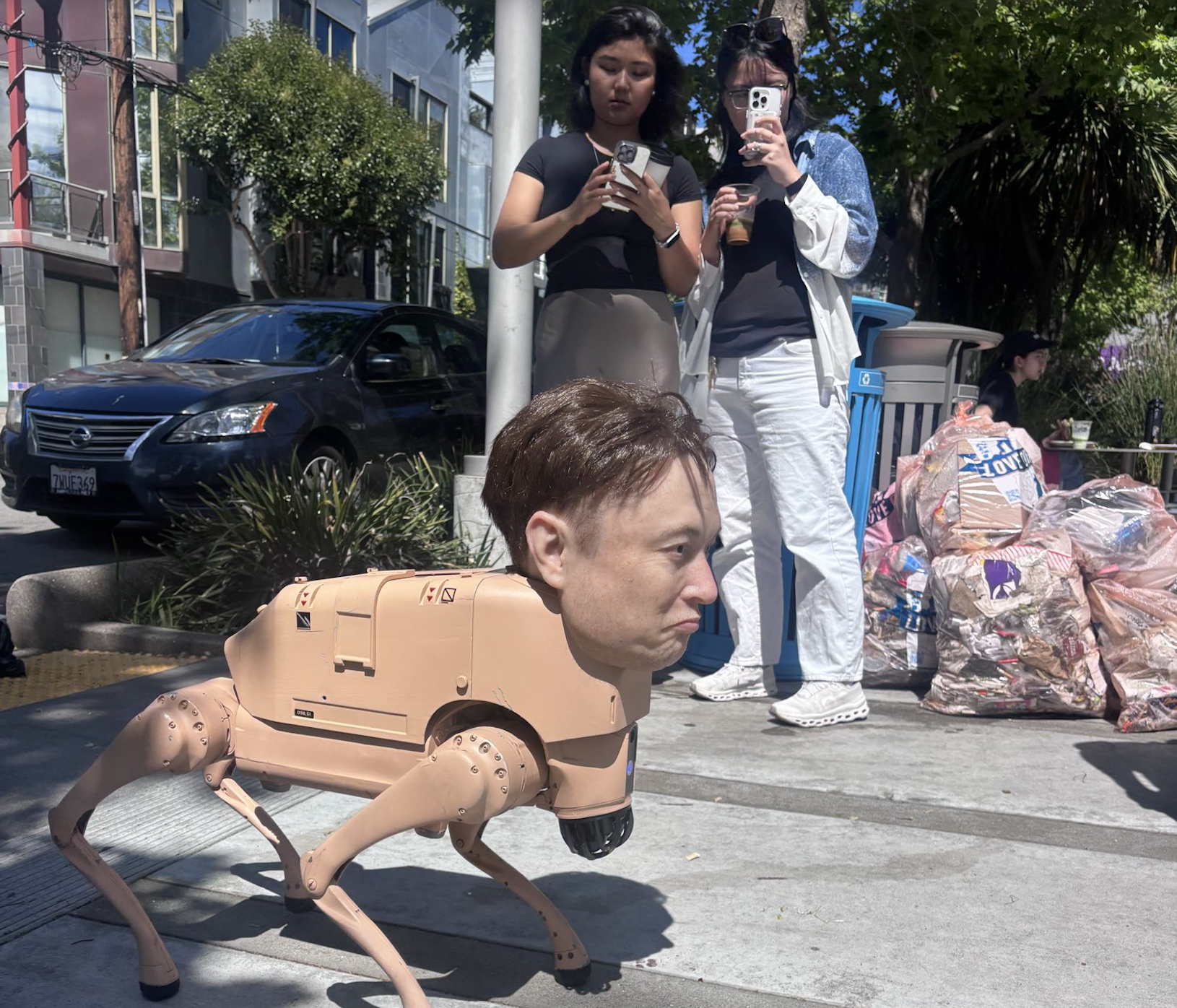 Creepy robo-dog with Elon Musk's face scurries around San Francisco