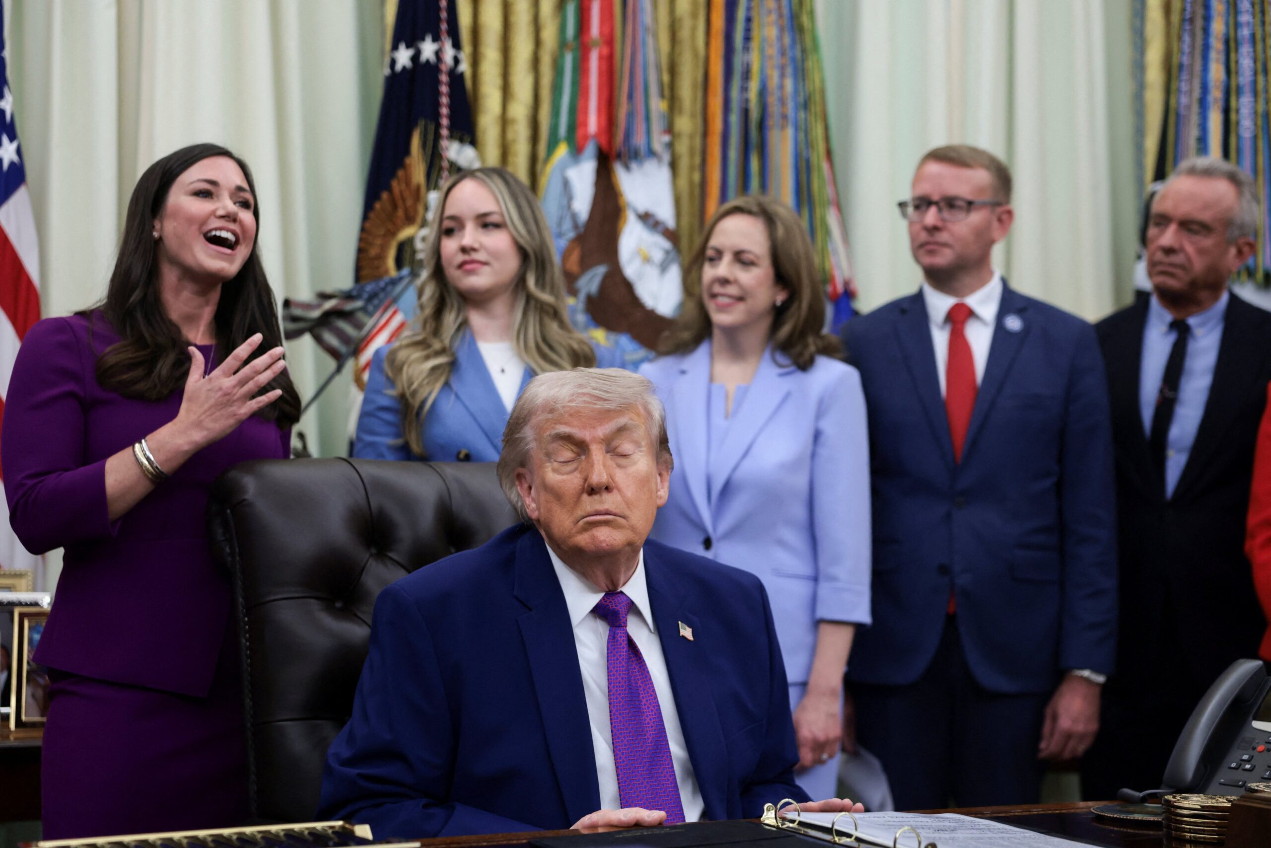 White House vehemently denies napping claims after sleepy Trump image goes viral